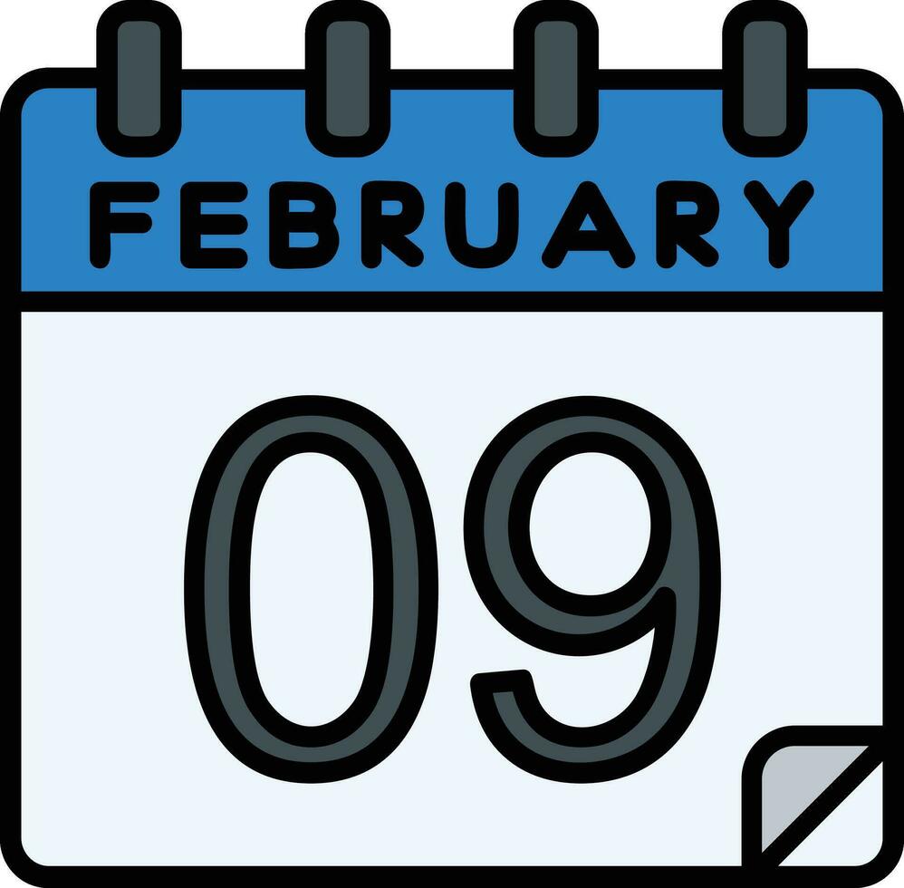 9 Februar gefüllt Symbol vektor