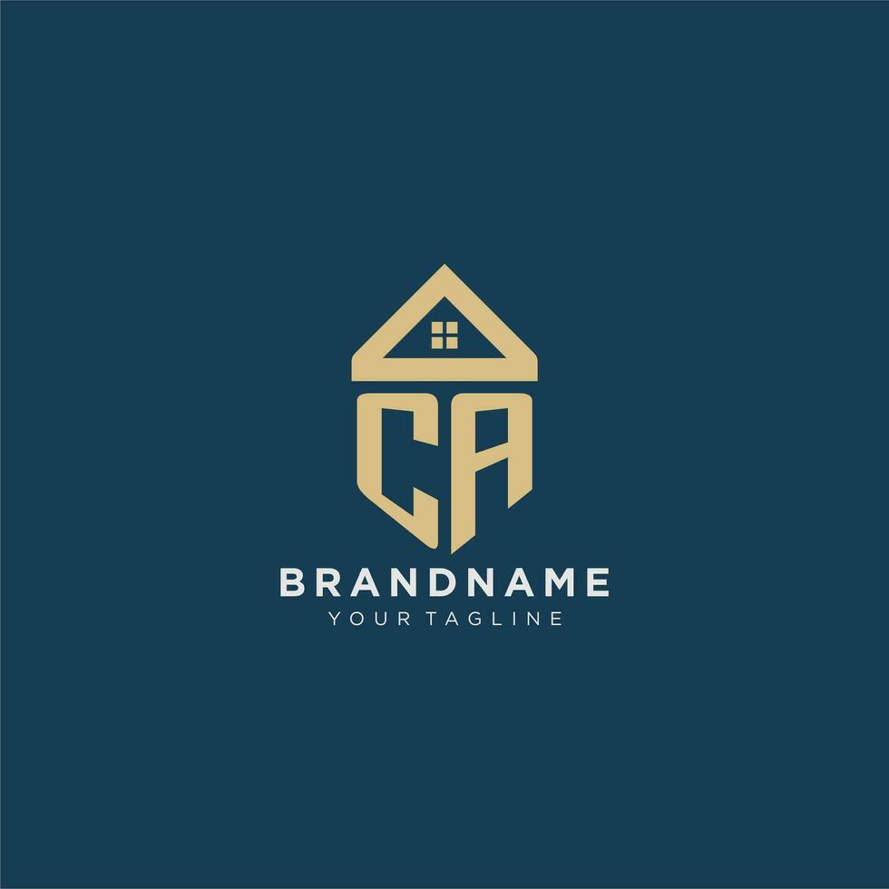 första brev ca med enkel hus tak kreativ logotyp design för verklig egendom företag vektor