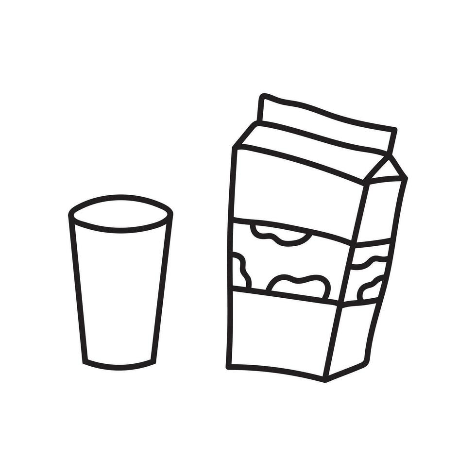 Hand gezeichnet Kinder Zeichnung Karikatur Vektor Illustration Glas Milch Symbol isoliert auf Weiß Hintergrund
