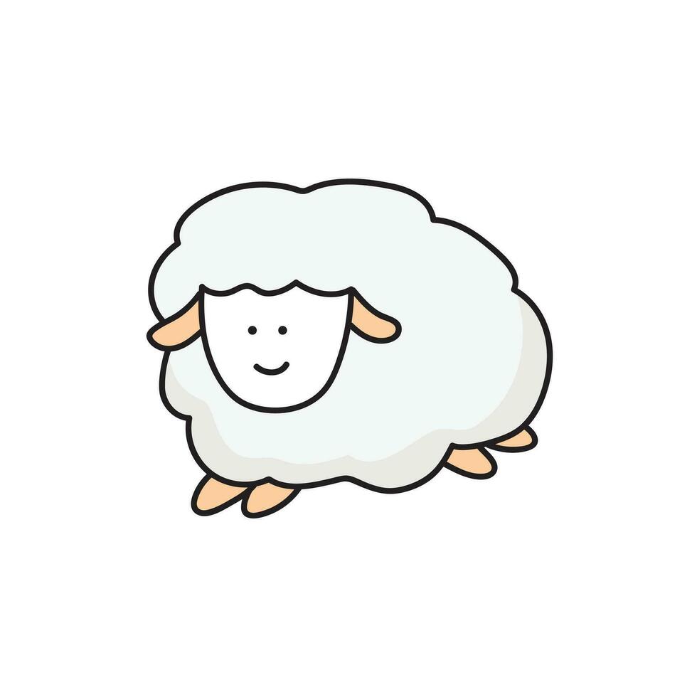 Kinder Zeichnung Karikatur Vektor Illustration süß Schaf Symbol isoliert auf Weiß Hintergrund