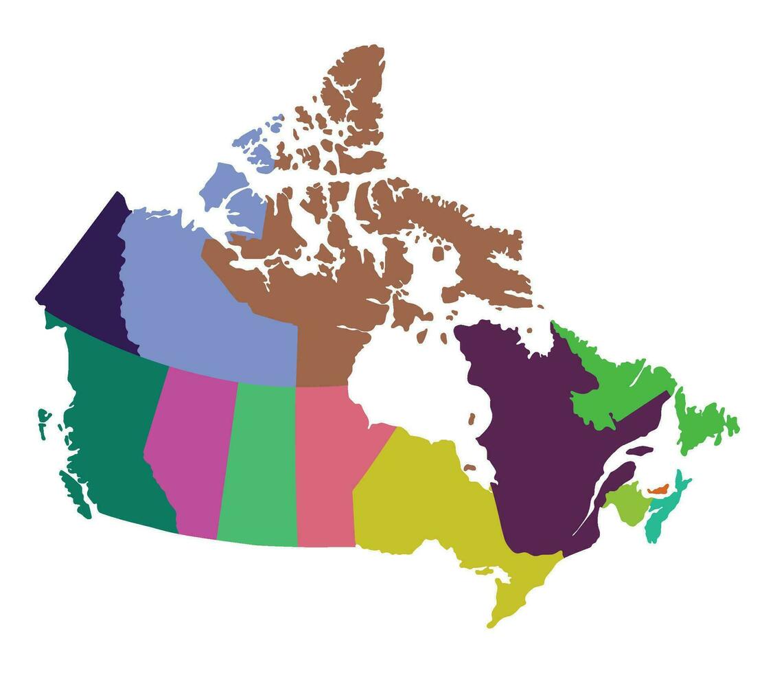 Karta av kanada i politisk regioner. kanadensisk Karta färgrik Karta. vektor