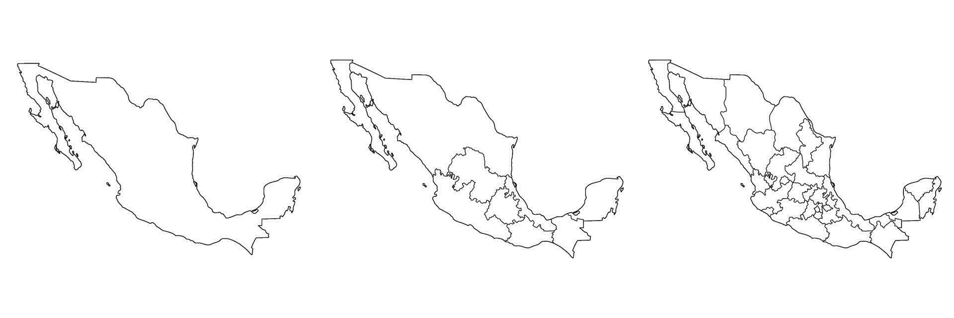 Karta av mexico uppsättning. mexikansk Karta uppsättning. vektor