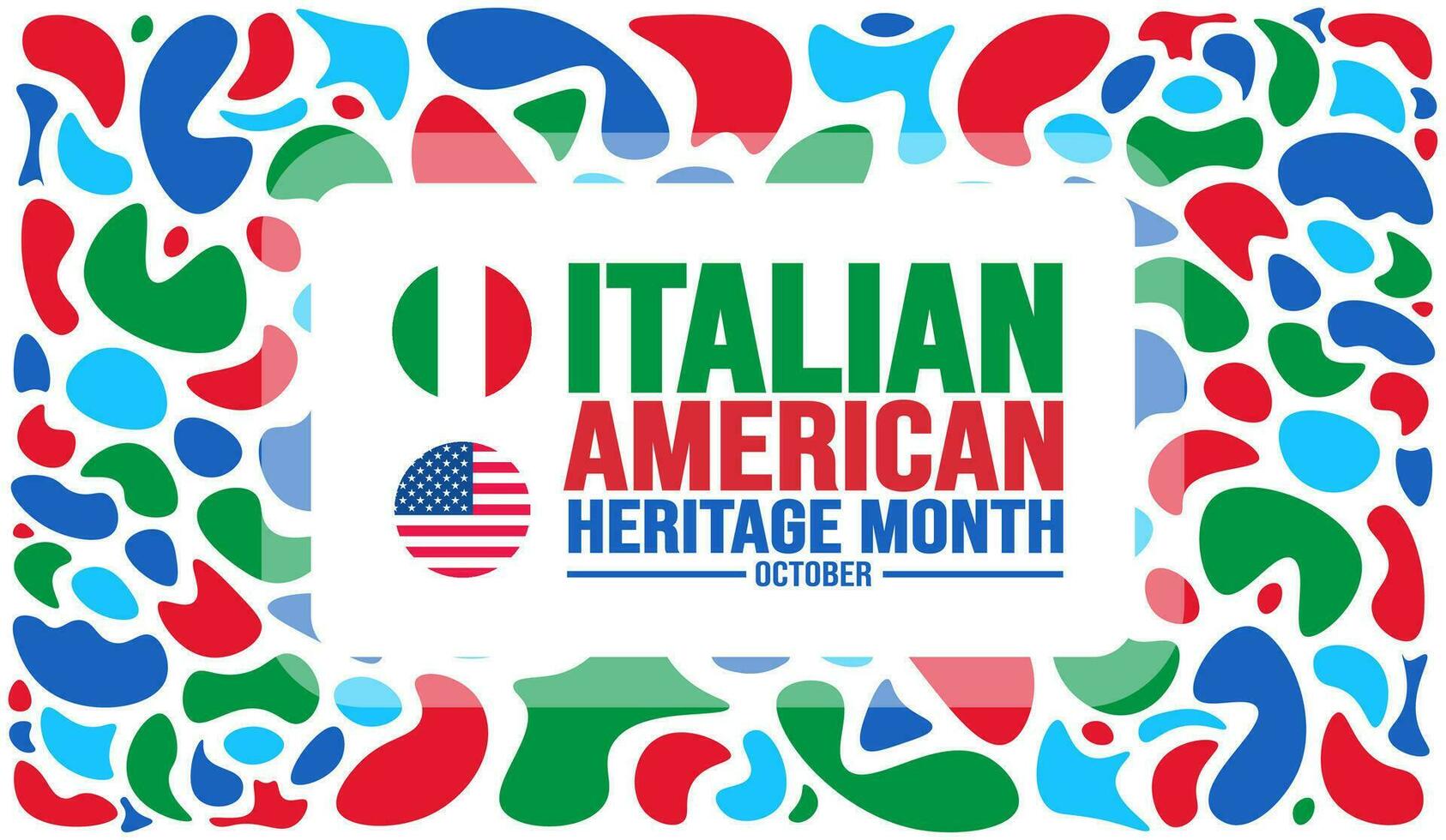 oktober är italiensk amerikan arv månad bakgrund mall. Semester begrepp. bakgrund, baner, plakat, kort, och affisch design mall med text inskrift och standard Färg. vektor