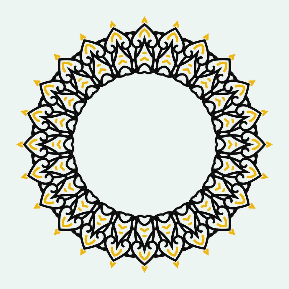 dekorativ königlich runden rahmen, schwarz und Gelb Zier Rand indisch und Arabisch Stil, abstrakt Blumen- Zyklus Ornament Design, Vektor Illustration