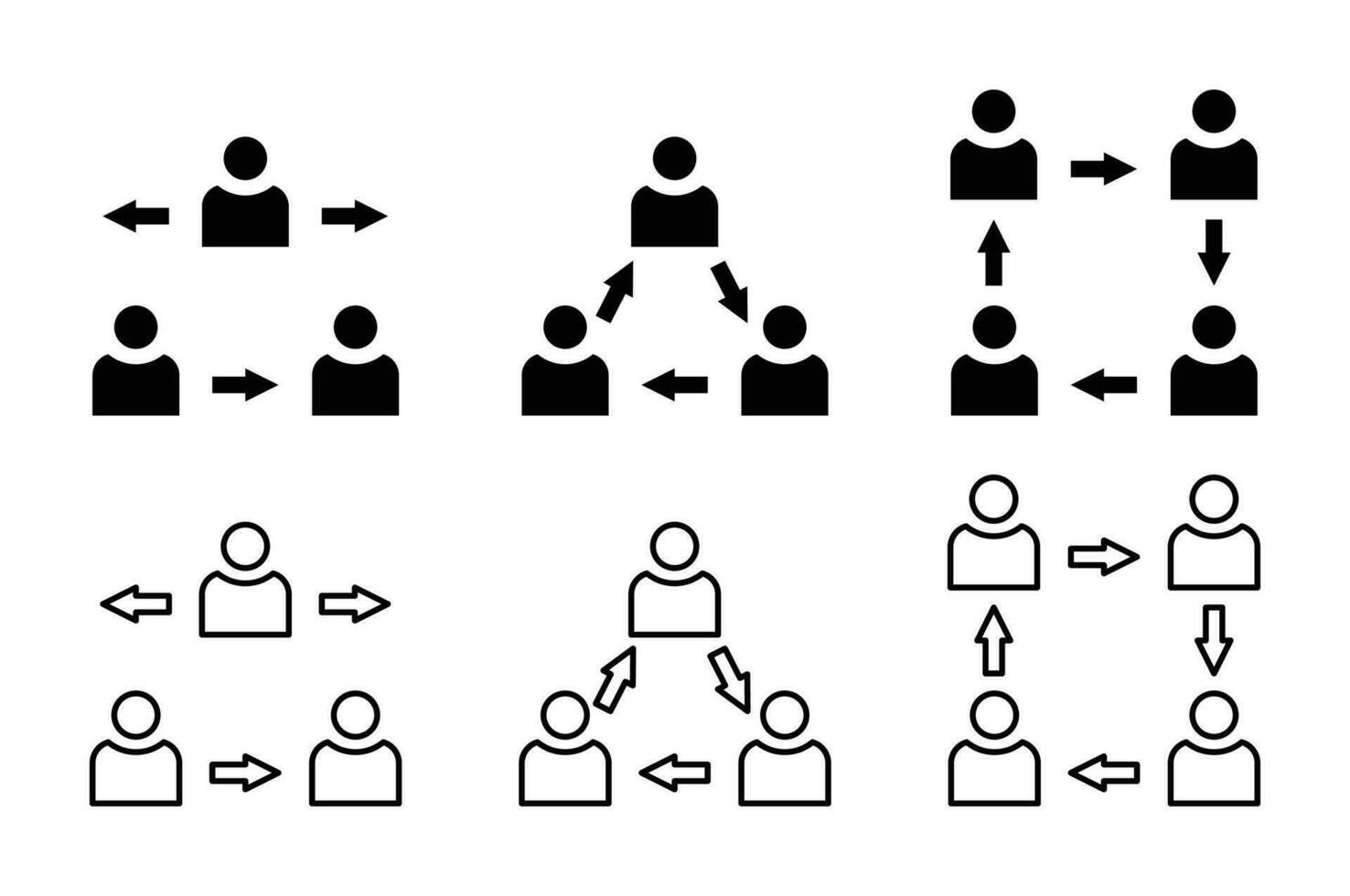 Zusammenarbeit oder Zusammenarbeit Symbol Satz, Geschäft Konzept Design. Vektor zum Anwendung, Netz, Flyer, Geschäft Karte.