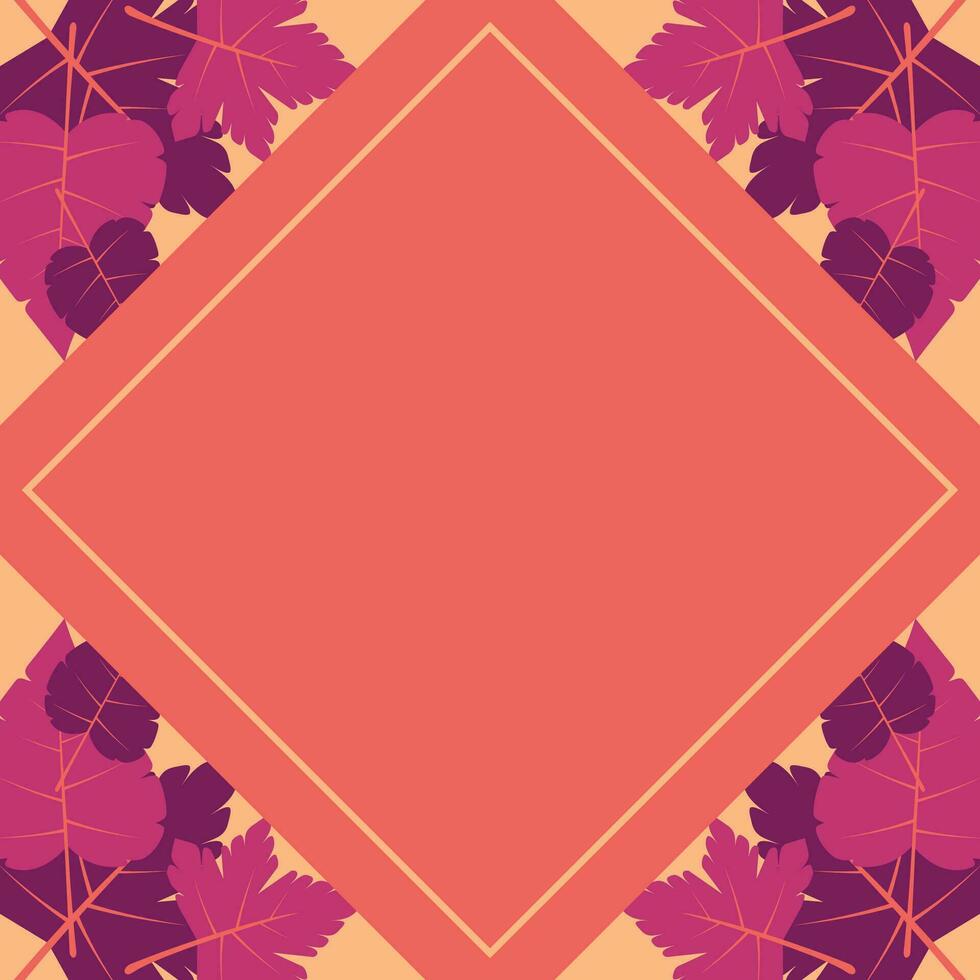 Herbst Hintergrund mit geometrisch leer Bereiche, Blatt Ornament Vektor. Design zum Banner, Gruß Karte, Flyer, Sozial Medien, Präsentation, Netz. vektor