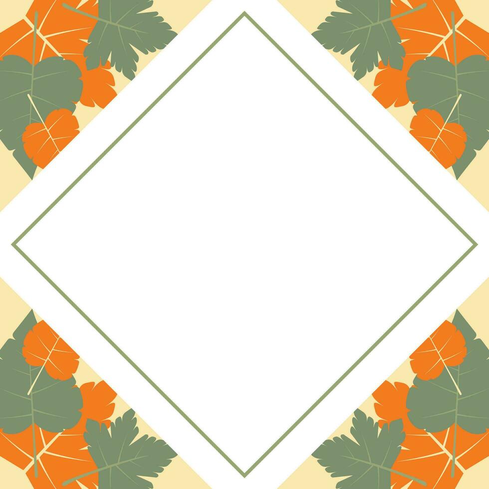 Herbst Hintergrund mit geometrisch leer Bereiche, Blatt Ornament Vektor. Design zum Banner, Gruß Karte, Flyer, Sozial Medien, Präsentation, Netz. vektor