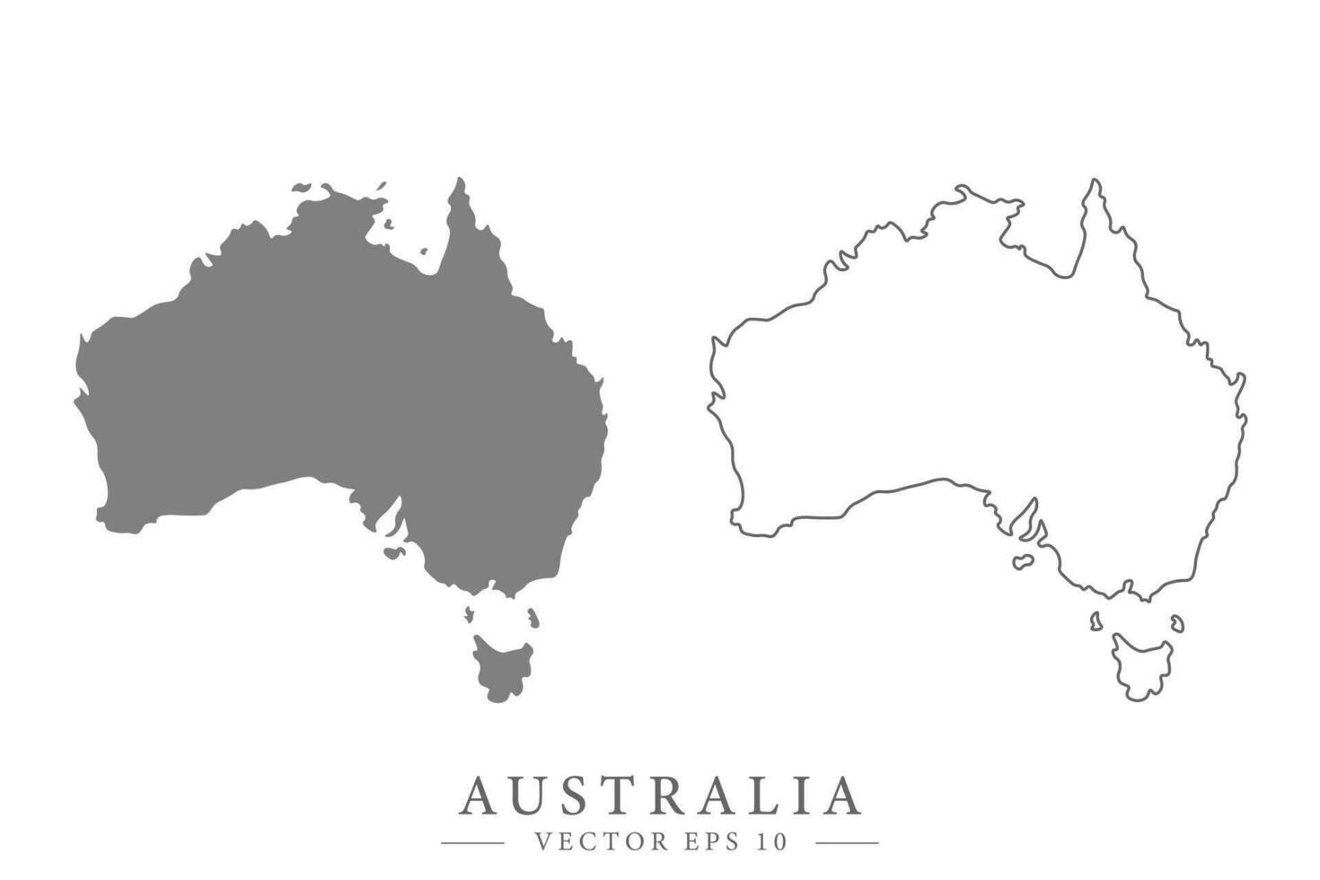 australier platt eller linje Karta. isolerat vektor illustration.