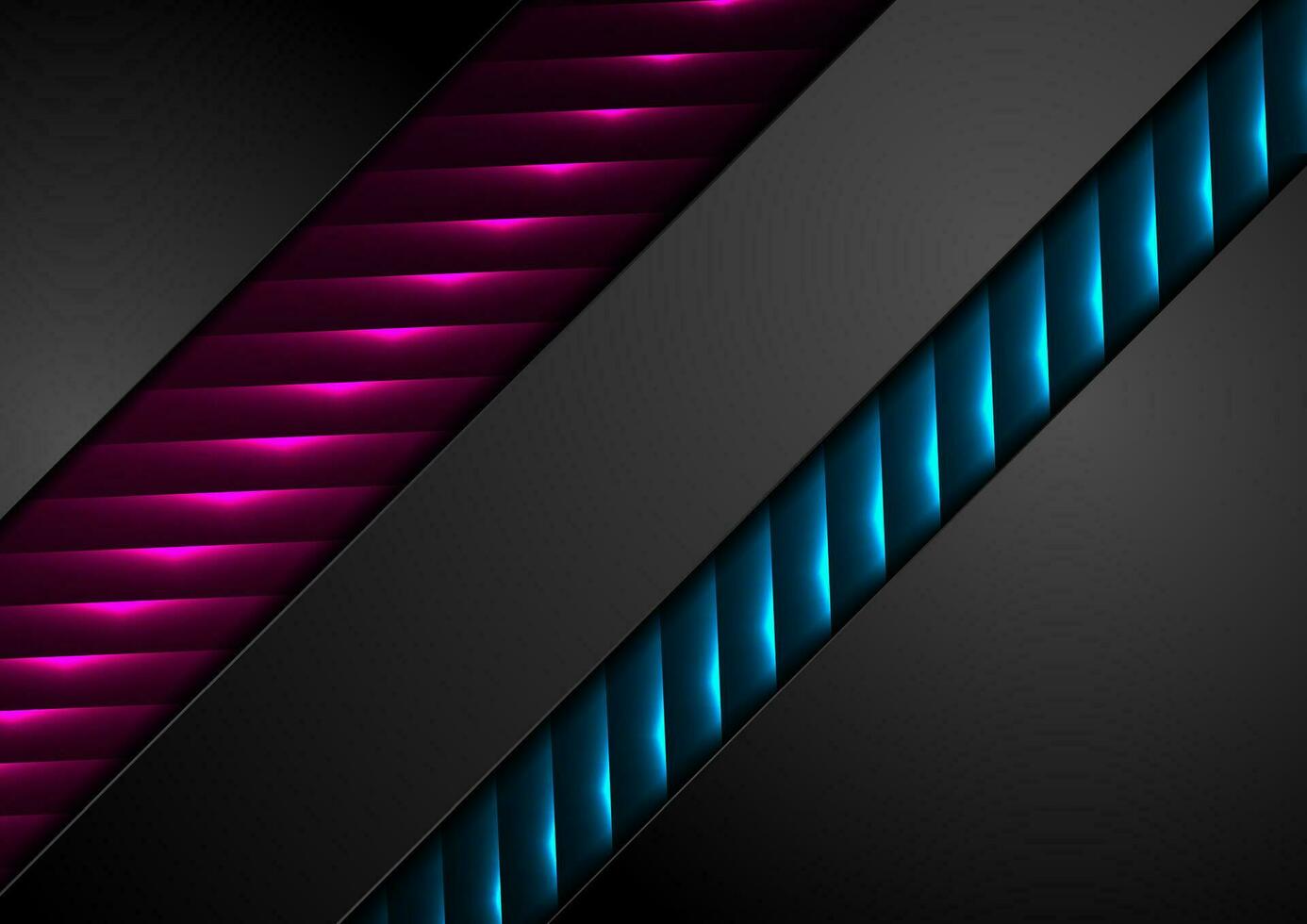abstrakt schwarz korporativ Hintergrund mit Blau lila glühend Linien vektor