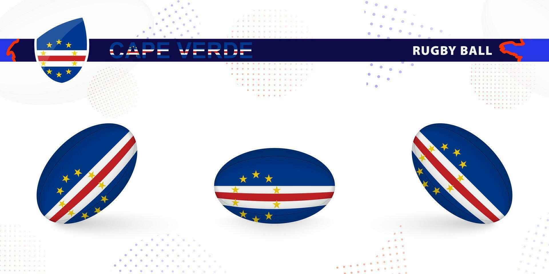 rugby boll uppsättning med de flagga av cape verde i olika vinklar på abstrakt bakgrund. vektor