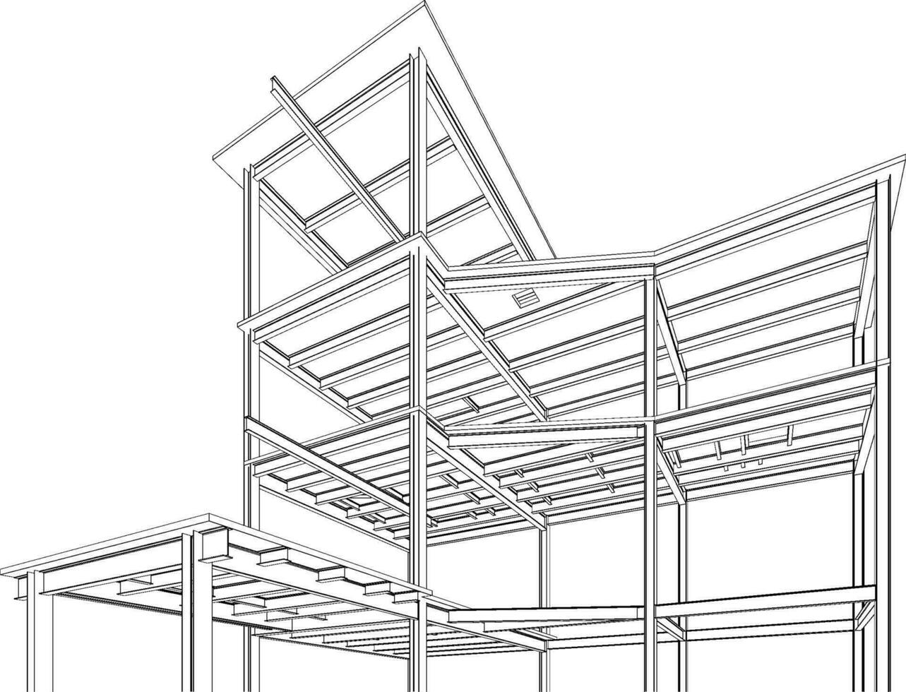 3d illustration av industriell byggnad vektor