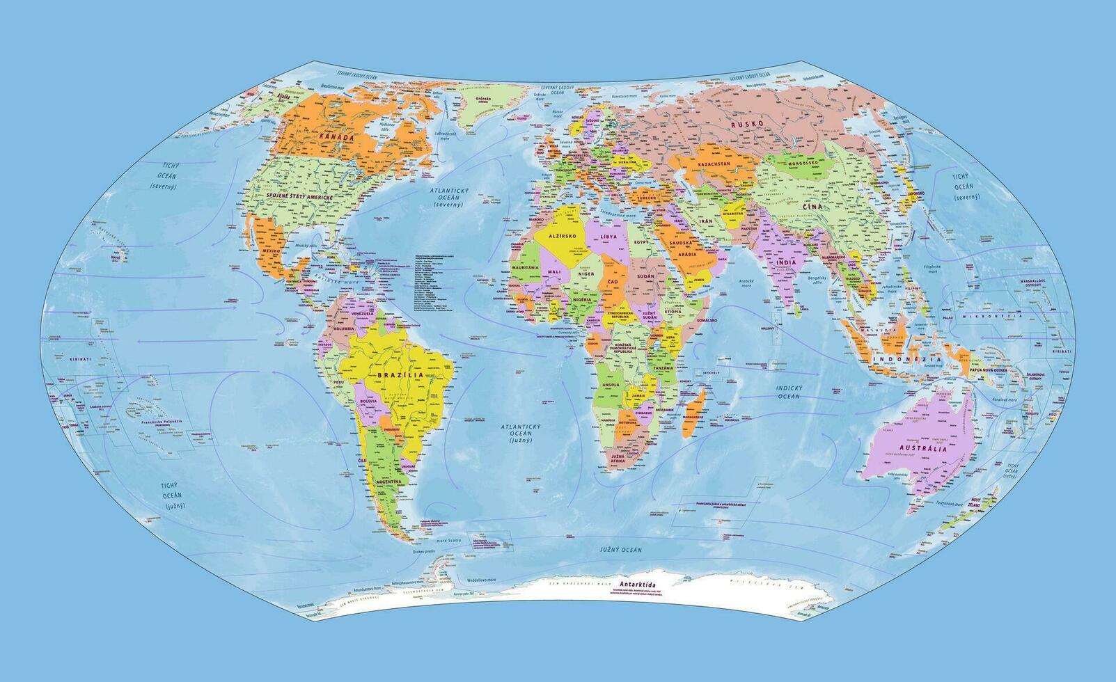politisch Welt Karte slowakisch Sprache Wagner vii Projektion vektor