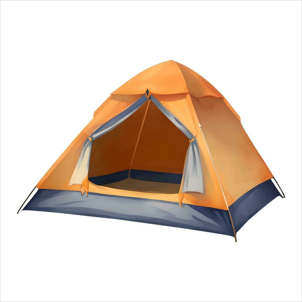 camping tält isolerat detaljerad hand dragen målning illustration vektor