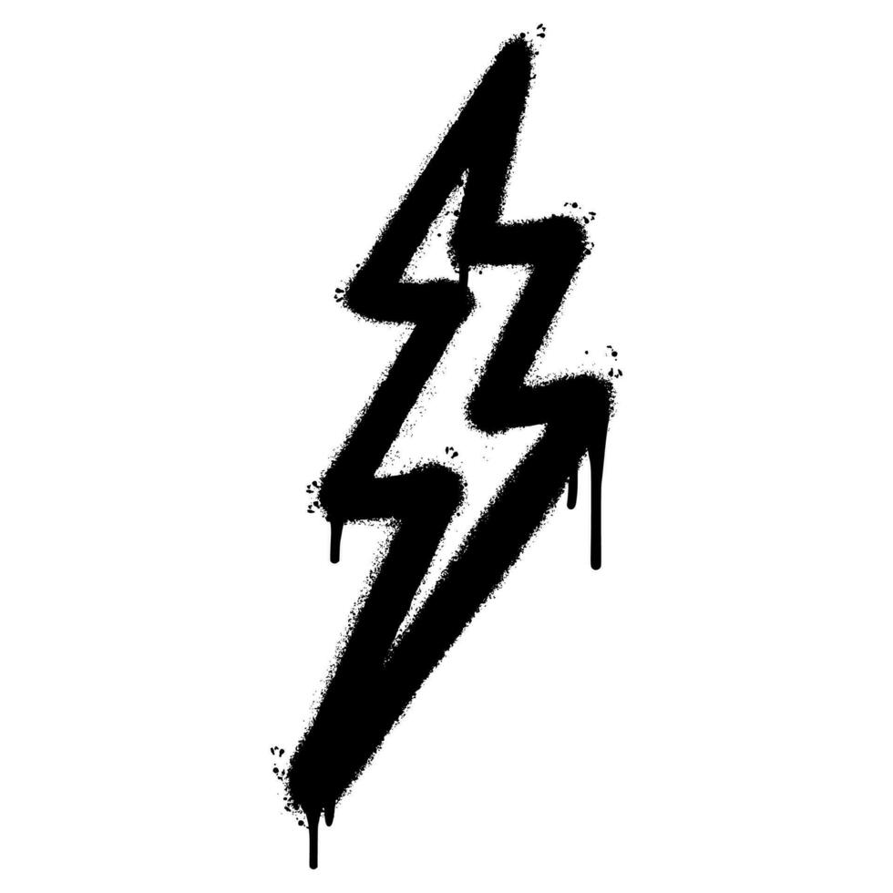 spray målad graffiti elektrisk blixt- bult symbol sprutas isolerat med en vit bakgrund. graffiti elektrisk blixt- bult ikon med över spray i svart över vit. vektor