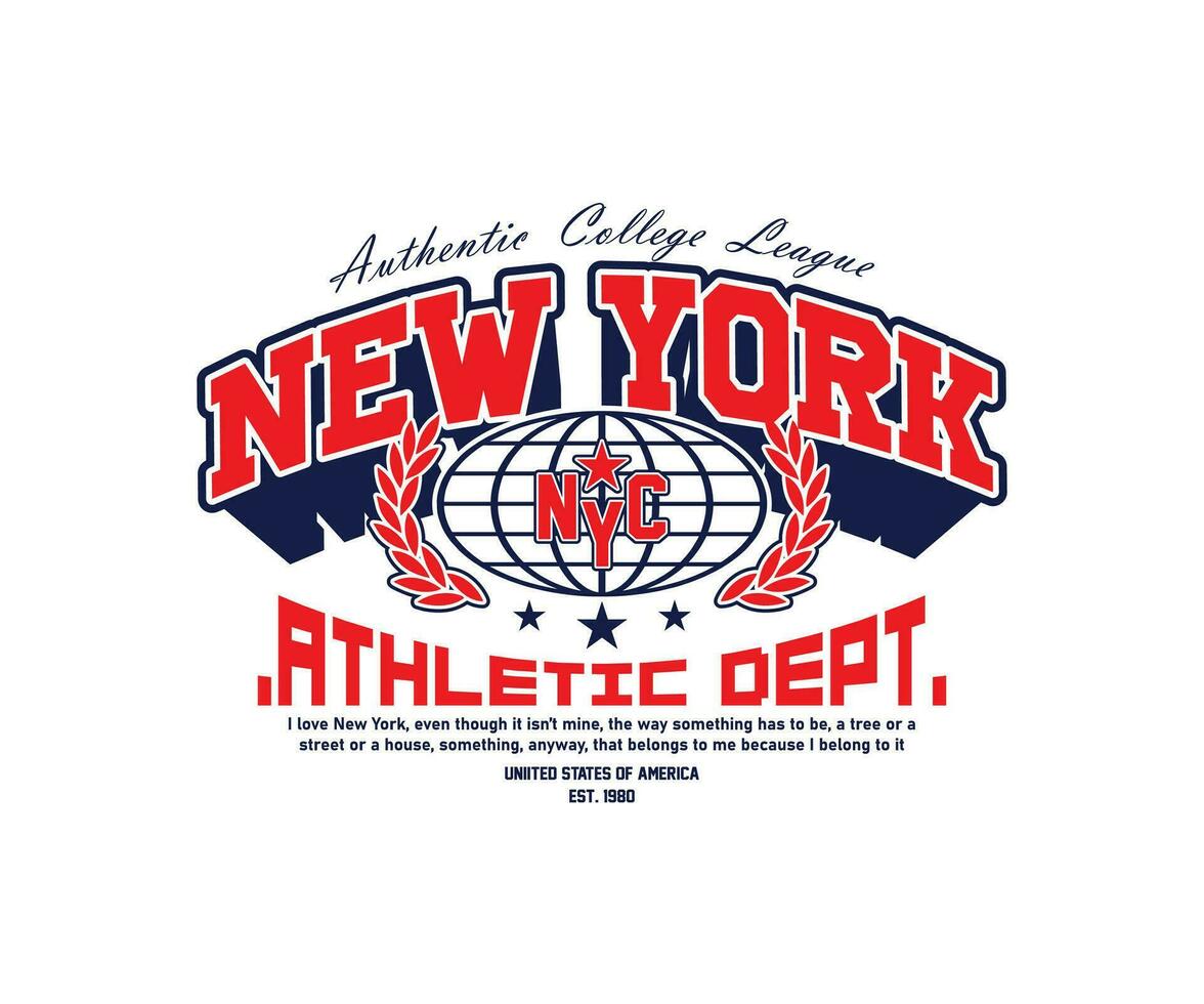 Neu York Jahrgang Typografie Hochschule Uni Zustand sportlich Abteilung Slogan drucken Grafik zum Strassenmode und städtisch Stil T-Shirts Design, Hoodies, usw vektor