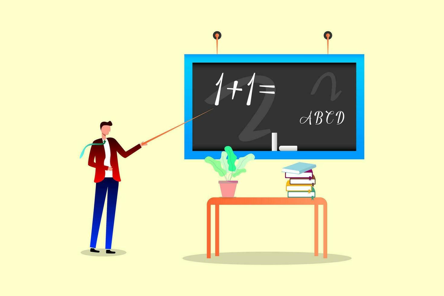 3d Person mit ein Tafel, zurück zu Schule, Lehren im Schule vektor