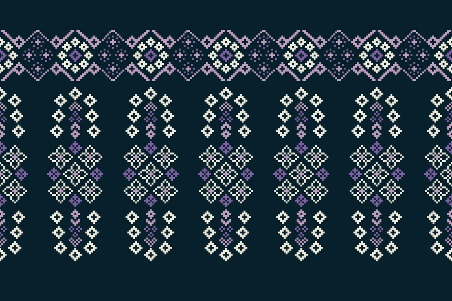 etnisk geometrisk tyg mönster korsa stitch.ikat broderi etnisk orientalisk pixel mönster blå bakgrund. abstrakt, vektor, illustration. textur, kläder, ram, dekoration, motiv, siden tapet. vektor