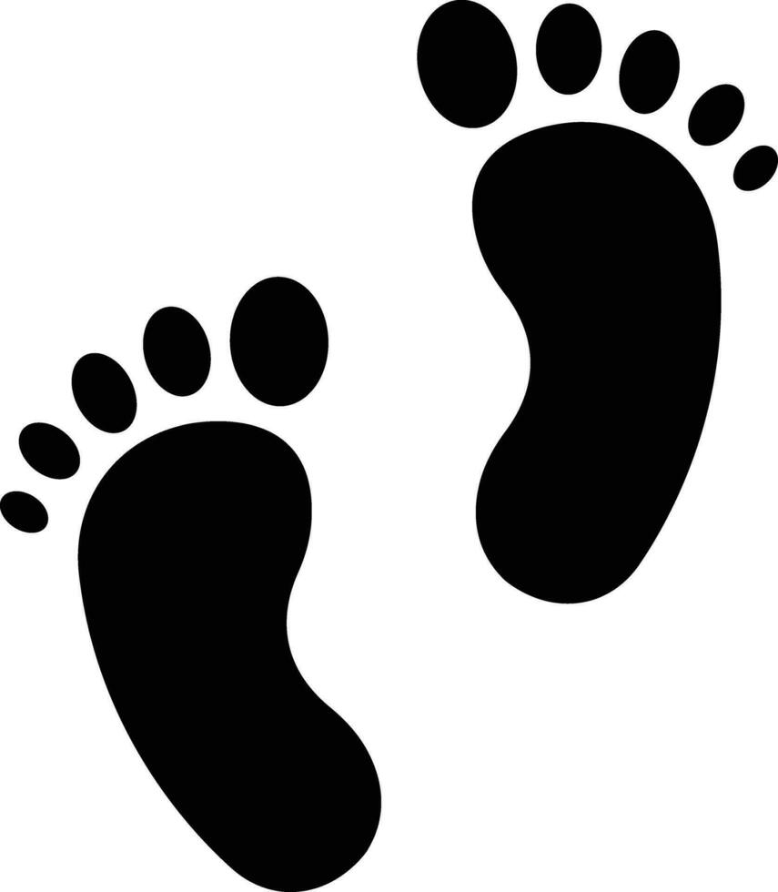 bebis fotavtryck. unge fötter ikon. barn steg symbol. liten pojke och flicka fötter. mänsklig fot skriva ut promenad vektor