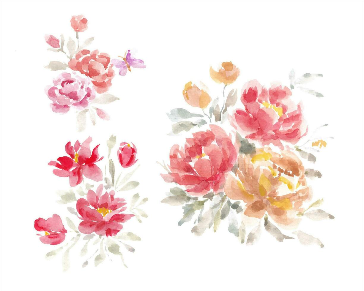 Rose Aquarell Blume Anordnung vektor