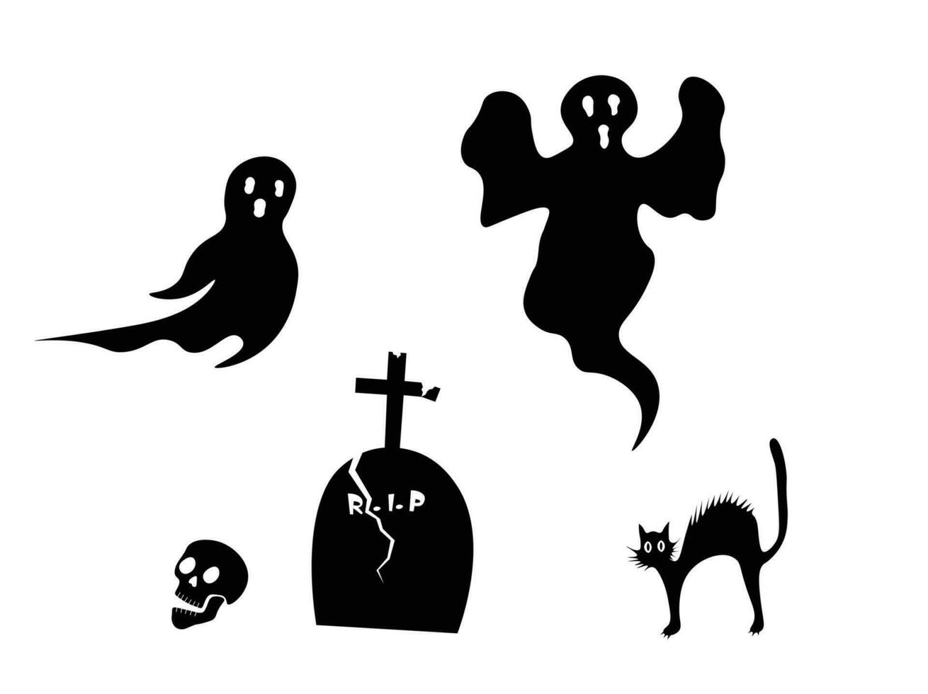 Geist Silhouette Illustration Vektor im Karikatur Stil auf Weiß Hintergrund. Halloween Element. Halloween Konzept.