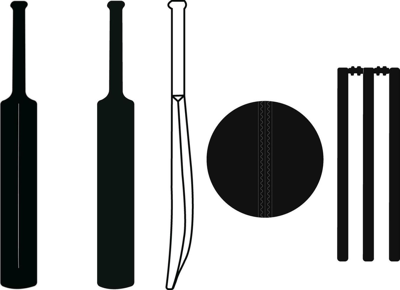 Kricket Schläger, Mann spielen Kricket, Kricket Ausrüstung - - Sport Symbole Satz. Tor, das Ball zum das Spiel von Kricket vektor