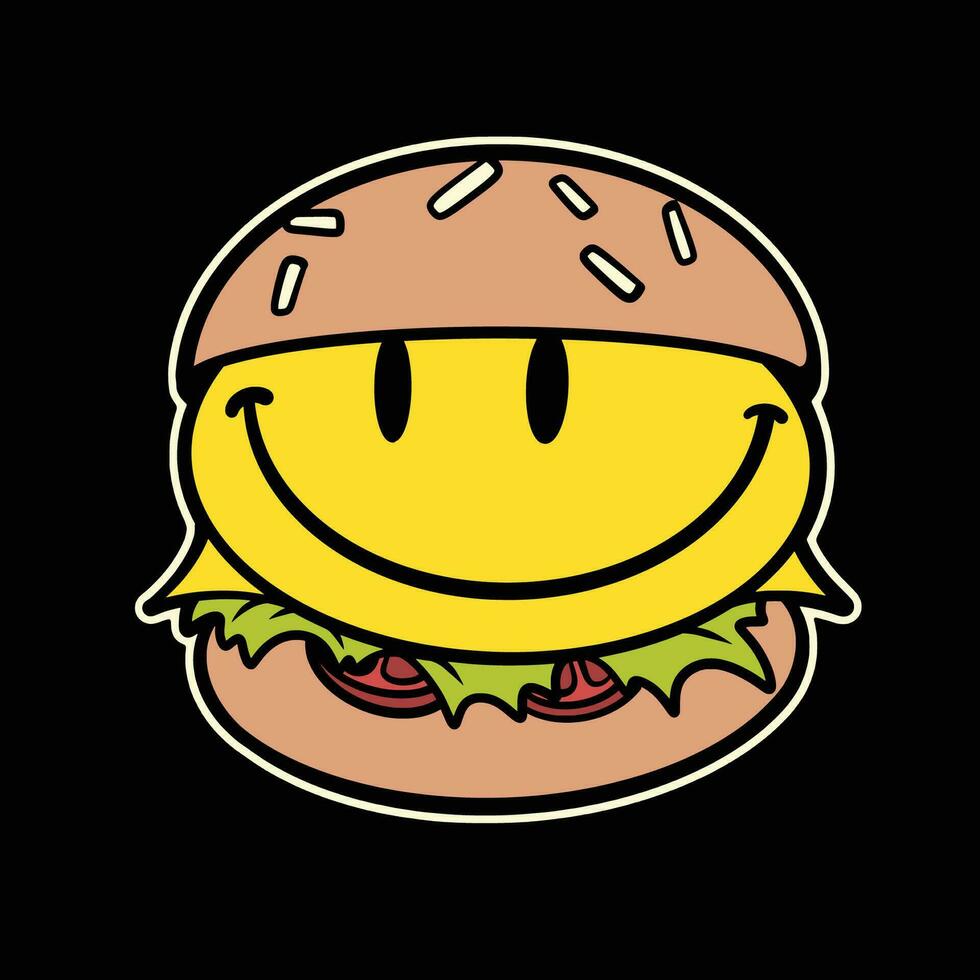 Vektor Emoticon im Burger Strassenmode Karikatur Illustration