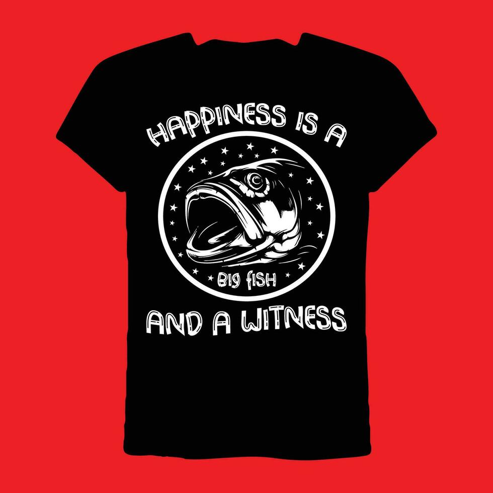 lycka är en stor fisk och en bevittna t-shirt vektor