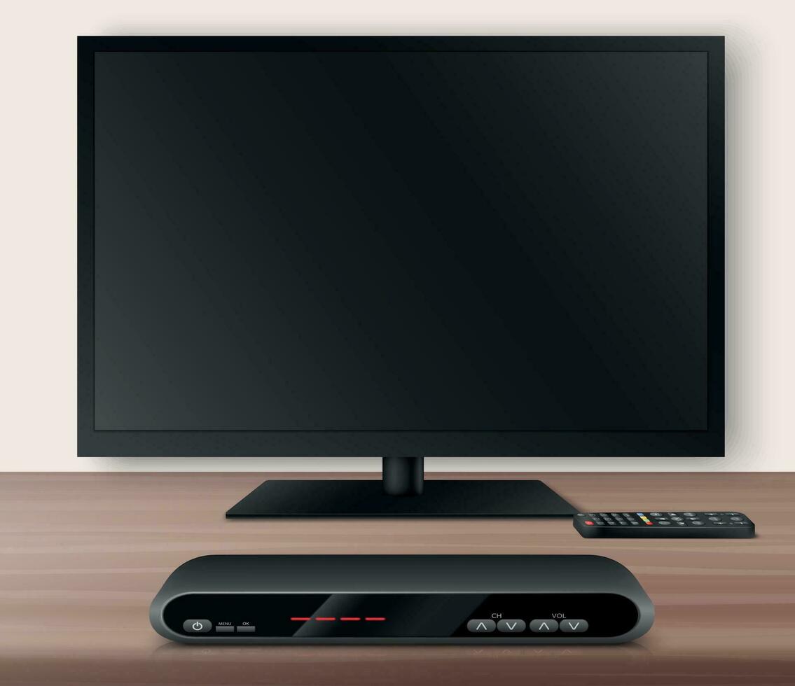 Clever Fernseher mit lcd Bildschirm und Konfiguration Box vektor