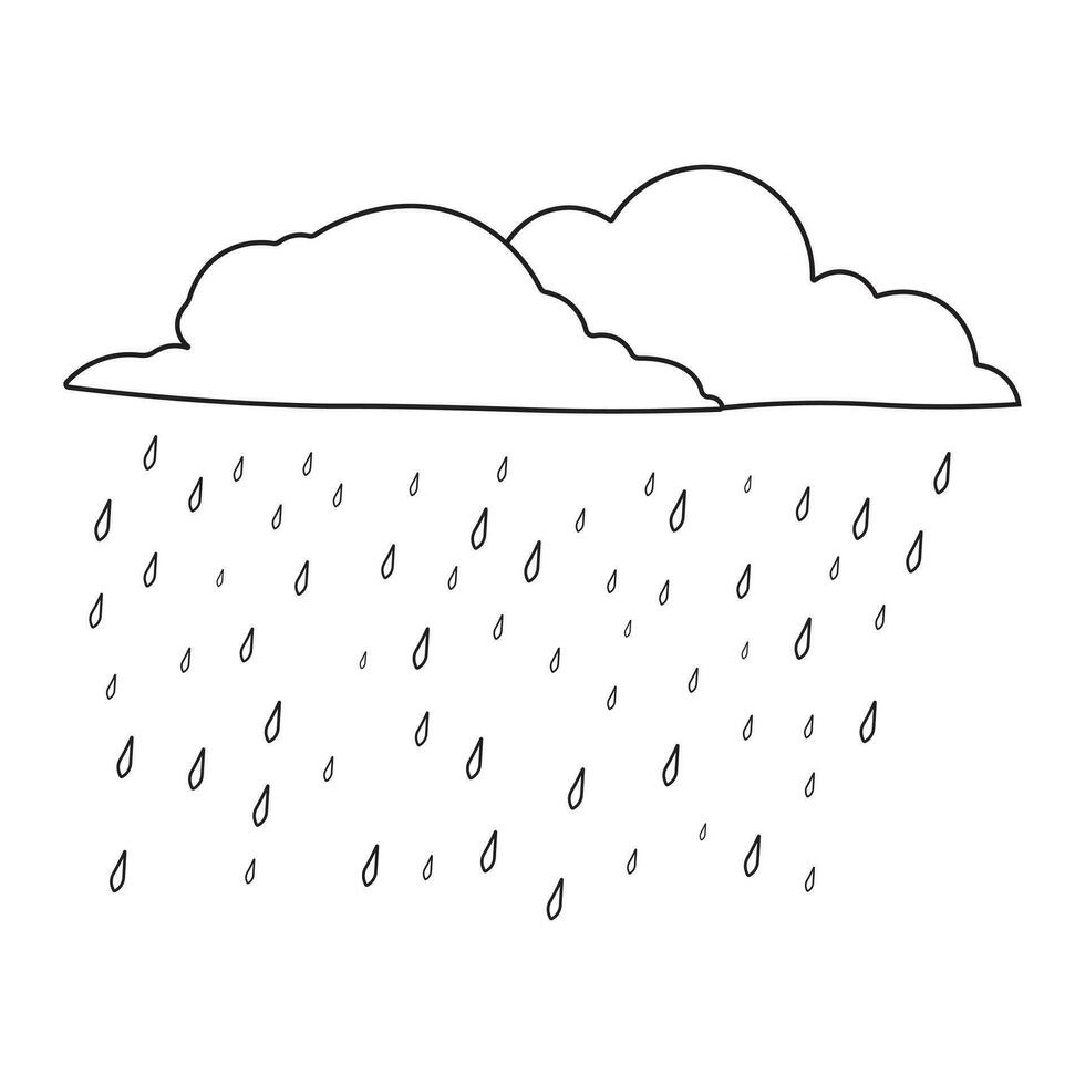 Hand gezeichnet Kinder Zeichnung Karikatur Vektor Illustration regnerisch Wolke Symbol isoliert auf Weiß Hintergrund