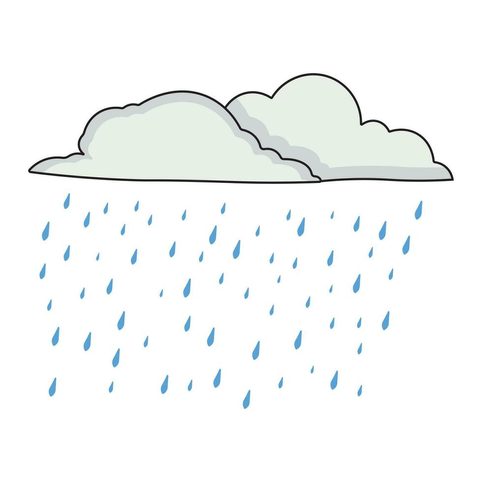 Kinder Zeichnung Karikatur Vektor Illustration regnerisch Wolke Symbol isoliert auf Weiß Hintergrund