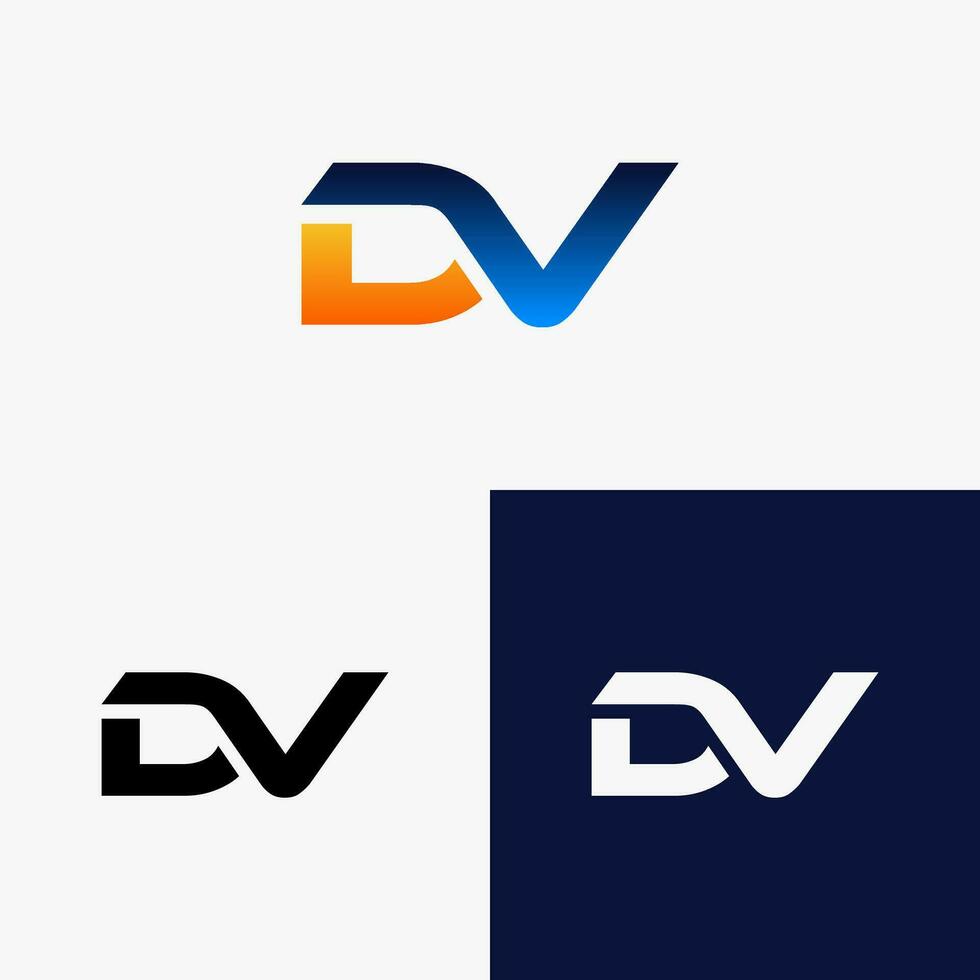 dv första logotyp brev med färgrik lutning stil vektor