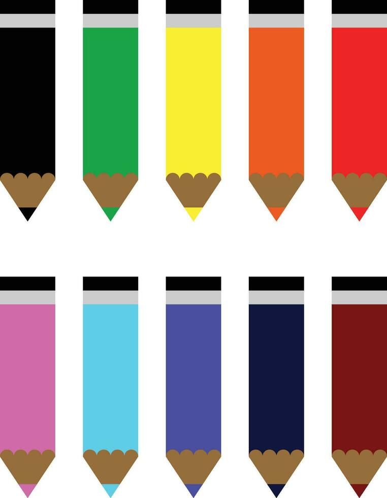 Färg penna illustration med 10 färger och med små storlek vektor
