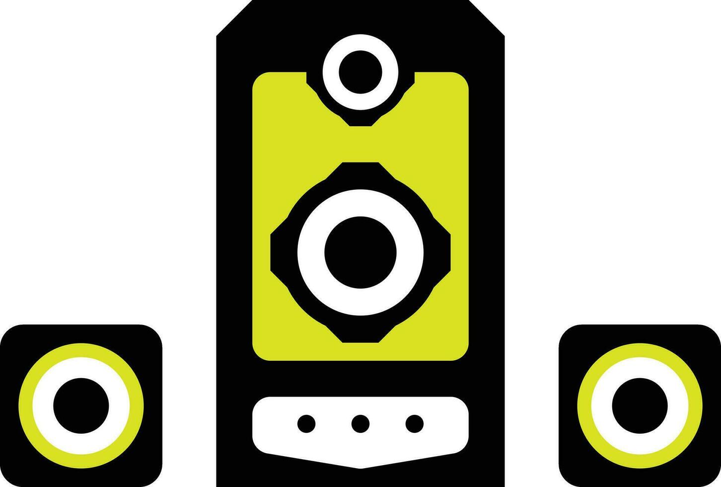 illustration av stor och små aktiva högtalare med svart, vit, gul färger vektor