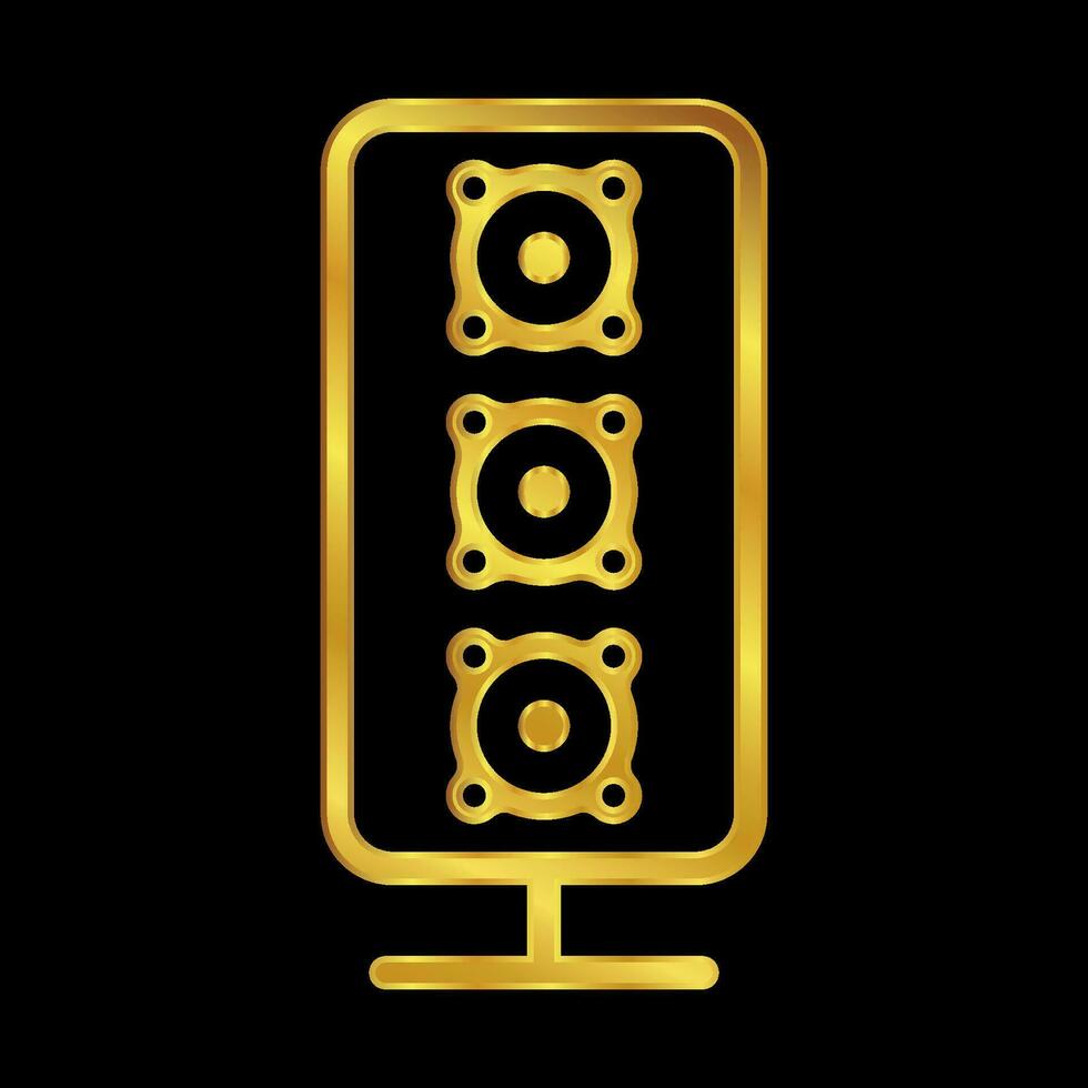 guld färgad kolumn högtalare ikon vektor