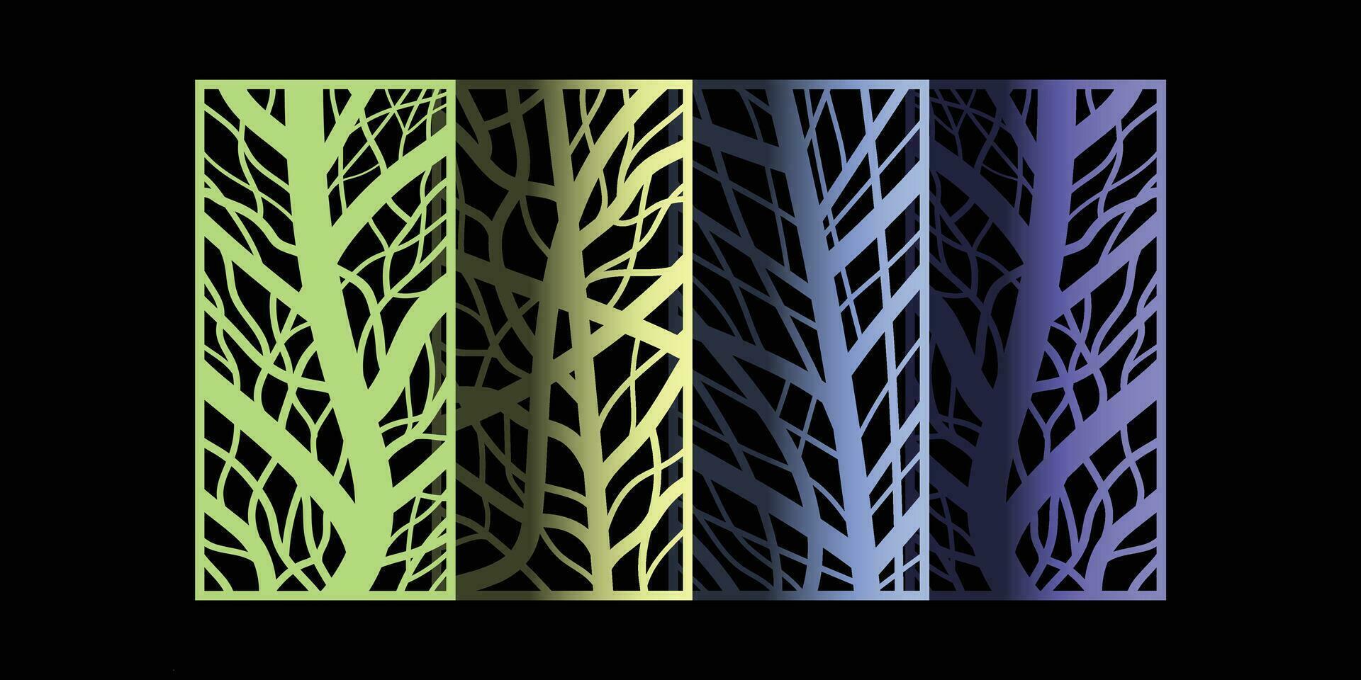 laser skära mall träd mönster, metall skärande eller trä träsnideri, panel design, interiör dekor. cnc vektor