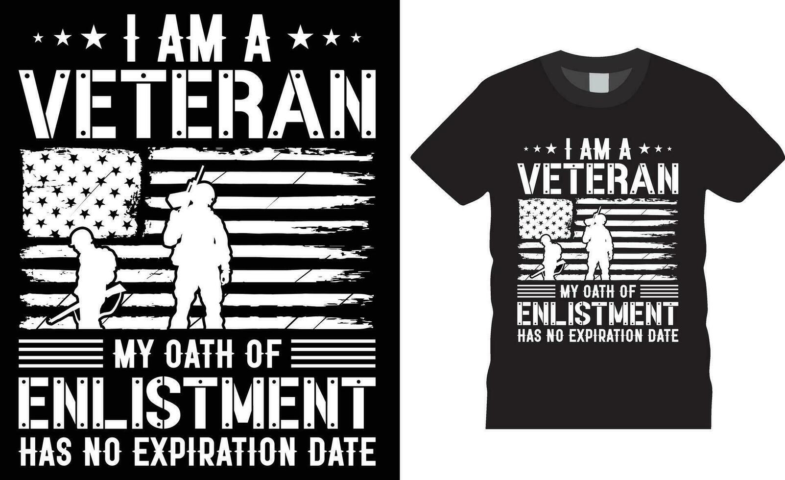 jag am en veteran- min ed av värvning har Nej utgång datum amerikan veteran- t-shirt design vektor mall.