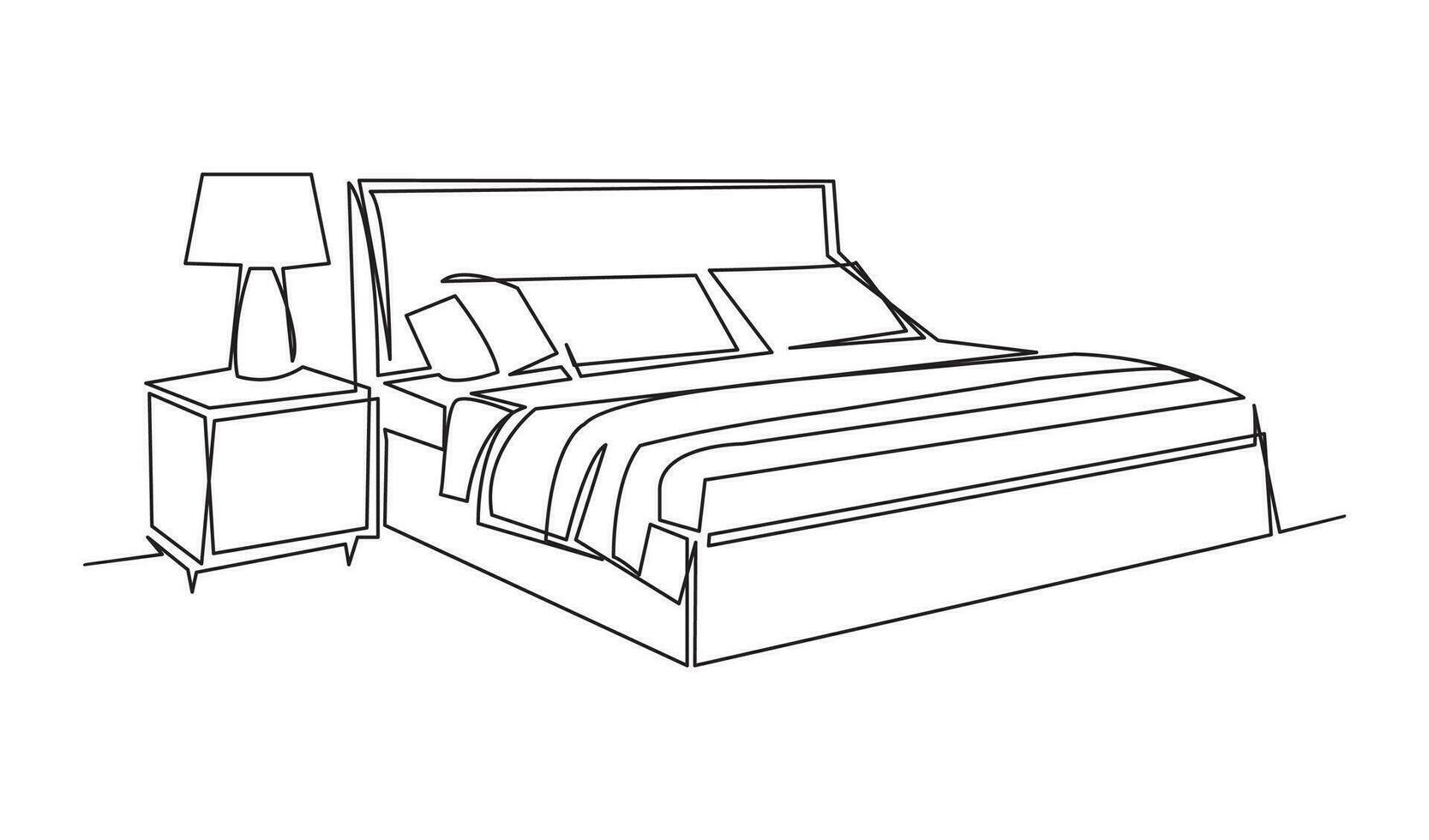 kontinuerlig ett linje teckning av sovrum. vektor illustration