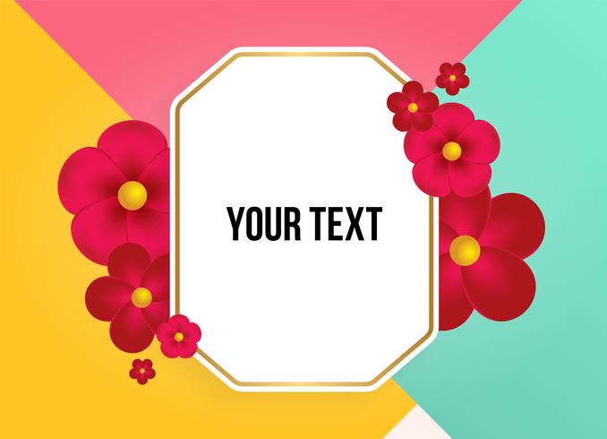 Textfeld mit schönen bunten Blumen. Vektor-Illustration vektor