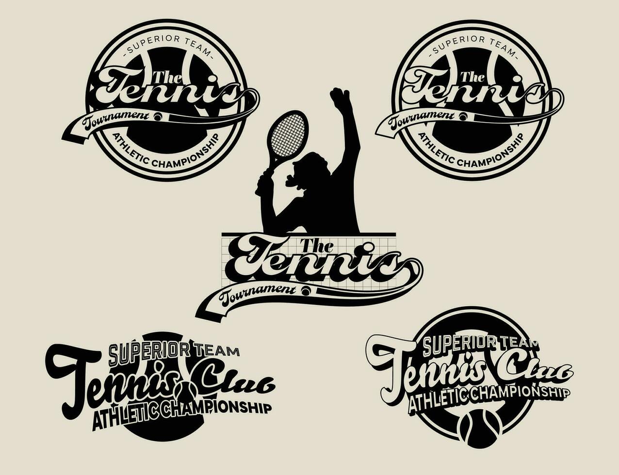 retro Uni Tennis Logos Drucke. Universität Slogan Typografie Design. Vektor Illustration zum Mode Tee, T-Shirt und Poster