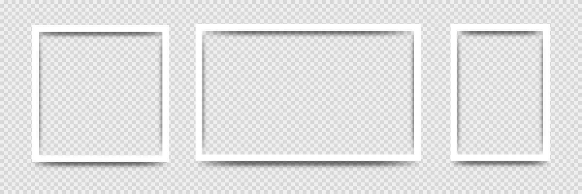 transparent realistisk Foto ram. isolerat fyrkant bild ram. retro tom album mockup. vit rektangel foto kort med skugga. vektor illustration på transparent bakgrund. eps 10.