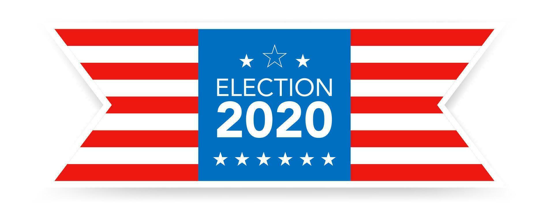 Wahl im Amerika 2020. Präsidentschaftswahl Wählen Tag Banner. amerikanisch Flagge Poster auf Weiß Hintergrund. USA Motivation Banner. isoliert Poster mit Sterne und Streifen mit Schatten. eps 10. vektor