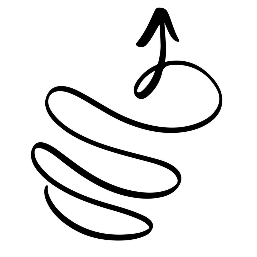 Kurve Pfeil. Hand gezeichnet Pfeil. Richtung Symbol im Gekritzel. Mauszeiger Zeiger im skizzieren vektor