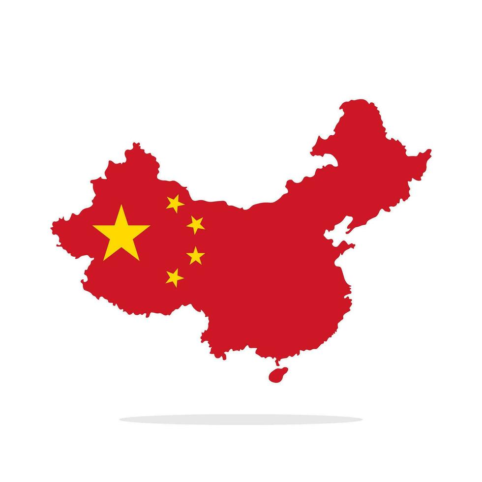 China eben Karte. China Flagge isoliert Vektor