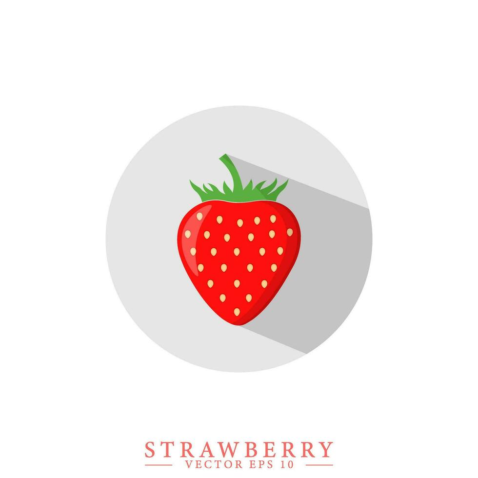 Erdbeere Symbol. isoliert Erdbeere mit Schatten im Kreis im Karikatur Stil vektor