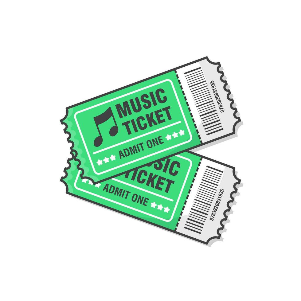 zwei Musik- Konzert Tickets Vektor Symbol Illustration. Fahrkarte zum Eingang zu das Veranstaltung