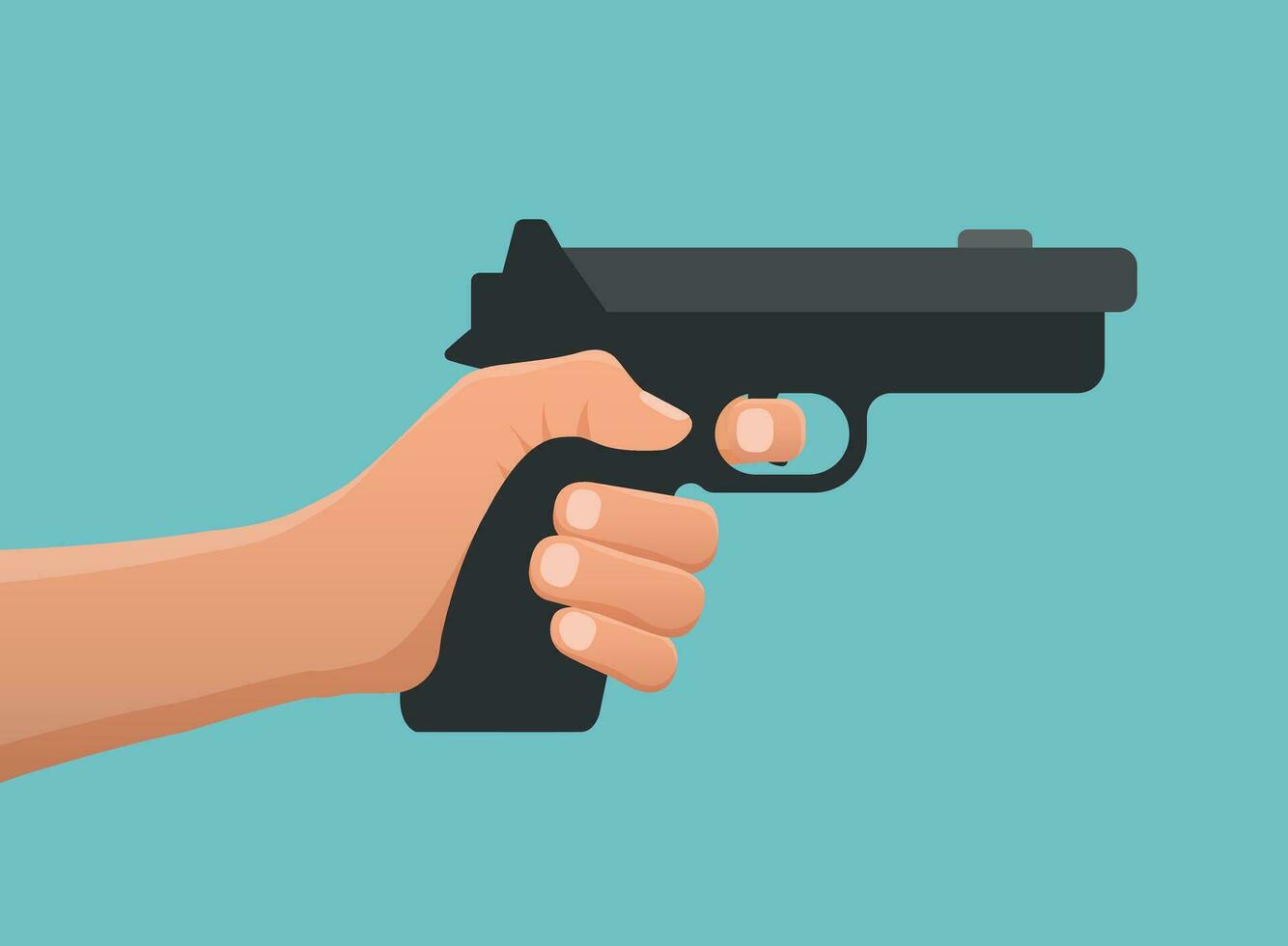 hand innehav pistol pistol ikon i platt stil. skjutvapen symbol vektor illustration på isolerat bakgrund. gevär ammunition tecken företag begrepp.