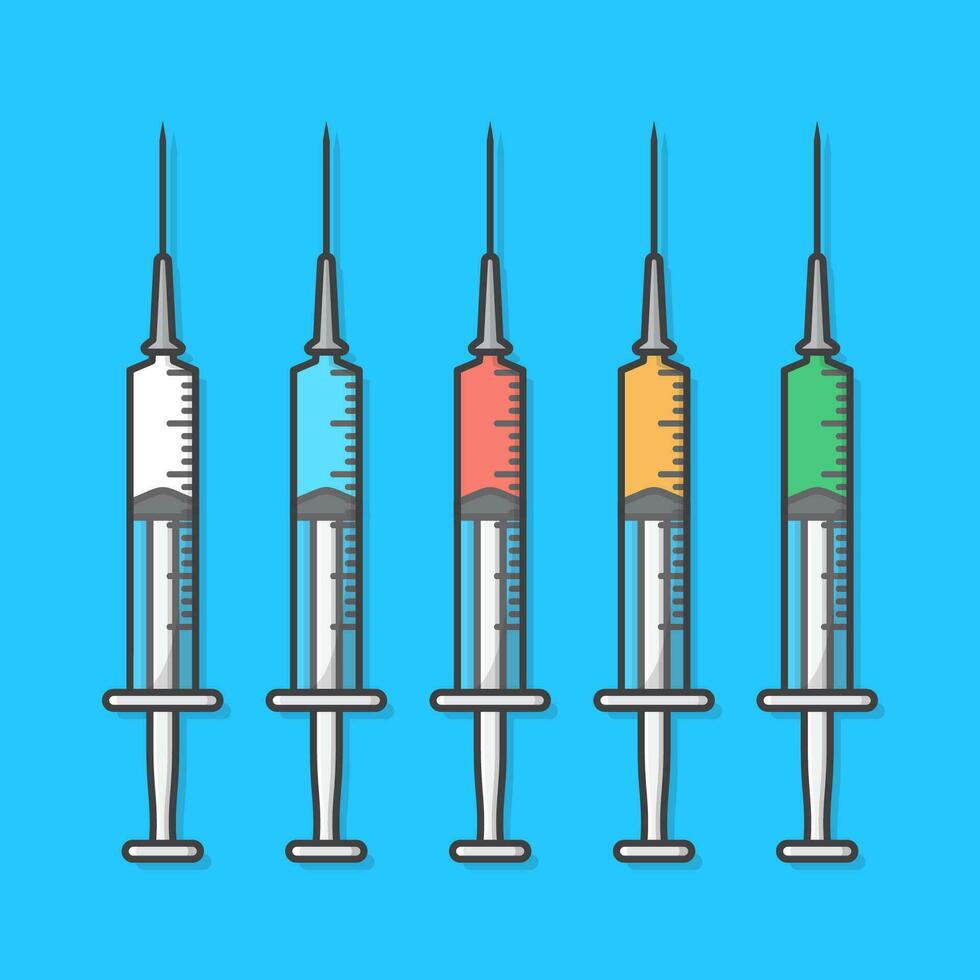 medicinsk spruta injektion vektor ikon illustration. spruta för medicinsk, vaccin för vård och behandling platt ikon