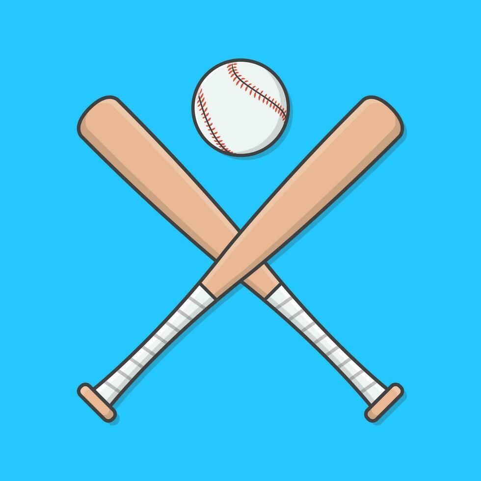 Baseball Fledermäuse und Ball Vektor Symbol Illustration. hölzern Stöcke zum Baseball eben Symbol