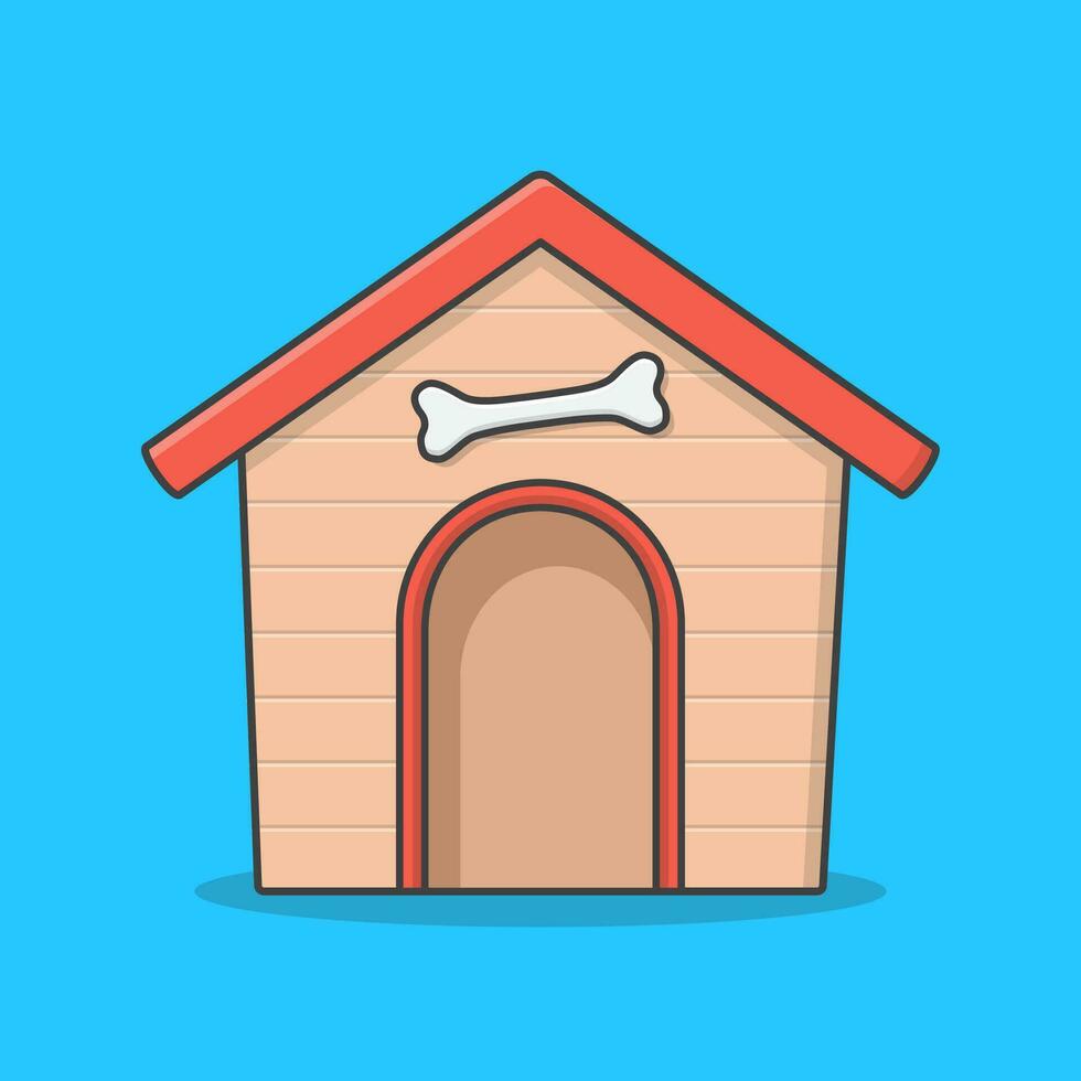 trä- hund hus och ben vektor ikon illustration. hund hus platt ikon