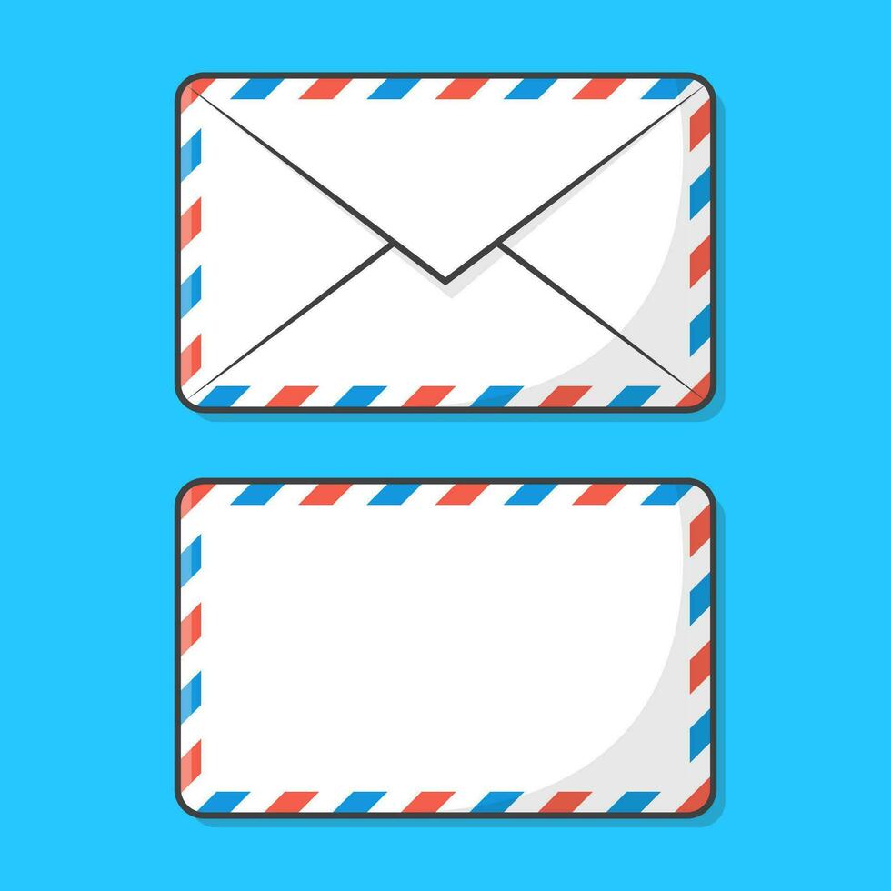 zurück und Vorderseite Luftpost Briefumschlag Vektor Symbol Illustration. Post Briefumschlag eben Symbol